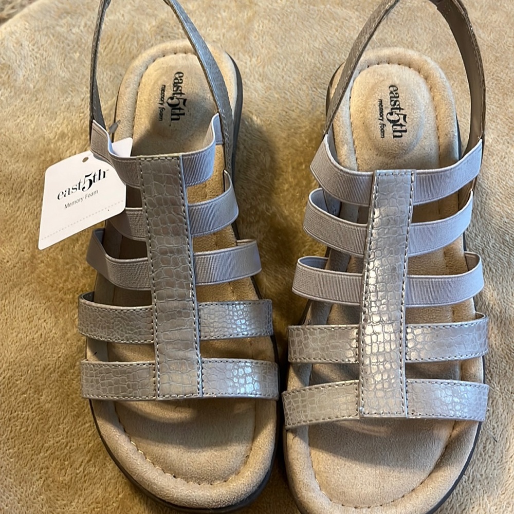 New East 5th memory foam sandals taupe. Made for comfort size 8